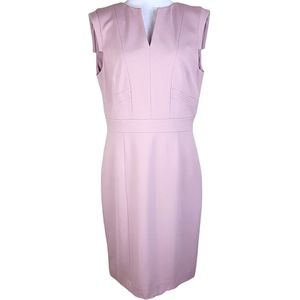 Tahari ASL Pink Sleeveless Sheath Dress V-Neck Midi